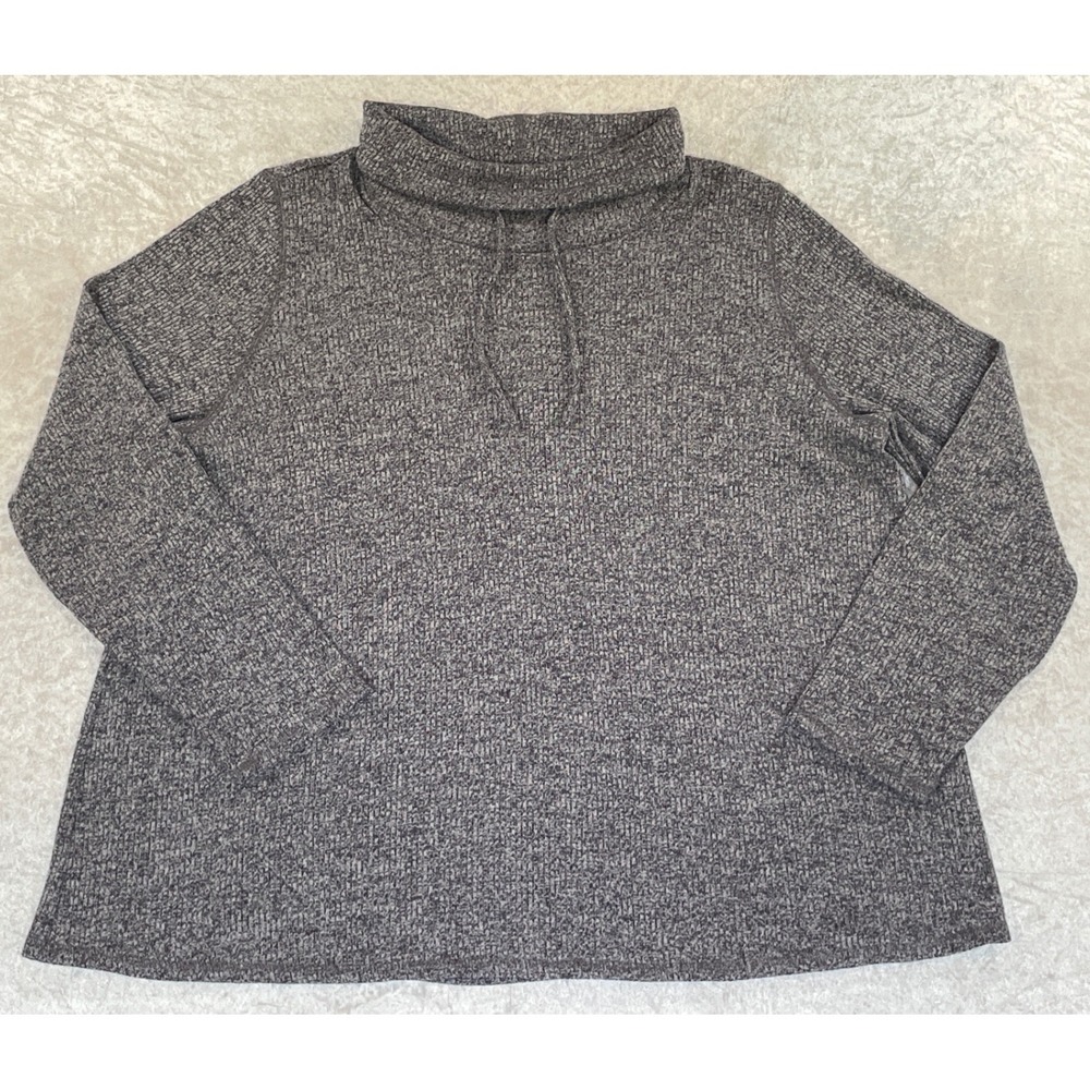 J. Jill Cowl Neck Top Womens Large Grey Excellent Marled Knit Long Sleeve 2720